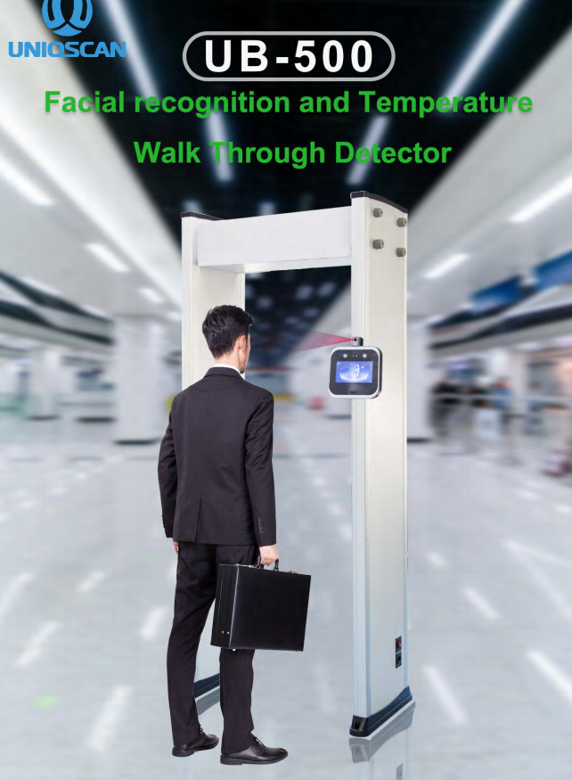 Attenfance facial do controle de acesso do reconhecimento da precisão alta e caminhada de medição da temperatura através do detector