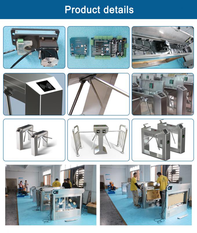 Porta exterior interna de aço inoxidável vertical do torniquete da entrada da porta do metro de três rolos de UNIQSCAN